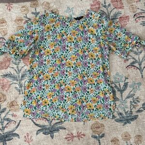 Banana Republic Floral Blouse - Purple, Yellow, Green